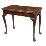 A GEORGE III PERIOD RED WALNUT OR MAHOGANY CARD TABLE,