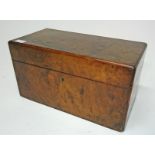 A RECTANGULAR VICTORIAN WALNUT TEA CADDY, 
with triple compartment interior, 12in (30cm).