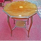 AN EDWARDIAN INLAID MAHOGANY OCCASIONAL TABLE, 
with serpentine shaped octagonal top,