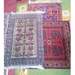 THREE SMALL ASSORTED ORIENTAL RUGS, 
various sizes.