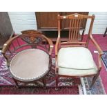 THREE SIMILAR EDWARDIAN MAHOGANY OCCASIONAL ARMCHAIRS.