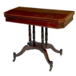 A 19TH CENTURY ROSEWOOD AND KINGWOOD BANDED FOLD-OVER TEA TABLE,