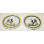 TWO HENRIOT QUIMPER PLATES, 
each 9.75in (25cm).