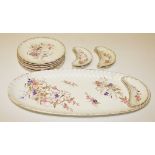 A 15-PIECE PORCELAIN FISH SERVICE, comprising six floral decorated plates,