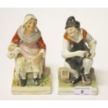 ### WITHDRAWN#####A PAIR OF STAFFORDSHIRE FIGURES, 
19th century, The Cobbler and his Wife, 6.