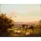 ATTRIBUTED TO THOMAS GEORGE COOPER (1836-1901)
Donkey and Sheep in a River Landscape, oil on canvas,
