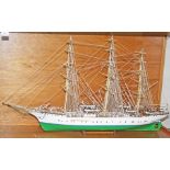 A FINE DETAILED SCALE MODEL OF A THREE MAST SHIP, 
with good detail ,