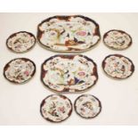 A FINE TWELVE PIECE PART EARLY 19TH CENTURY IMPERIAL IRONSTONE CHINA DINNER SERVICE,