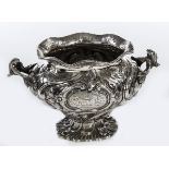 A VERY ORNATE IRISH VICTORIAN SILVER TWO HANDLED BOWL, 
Dublin 1859 by J.