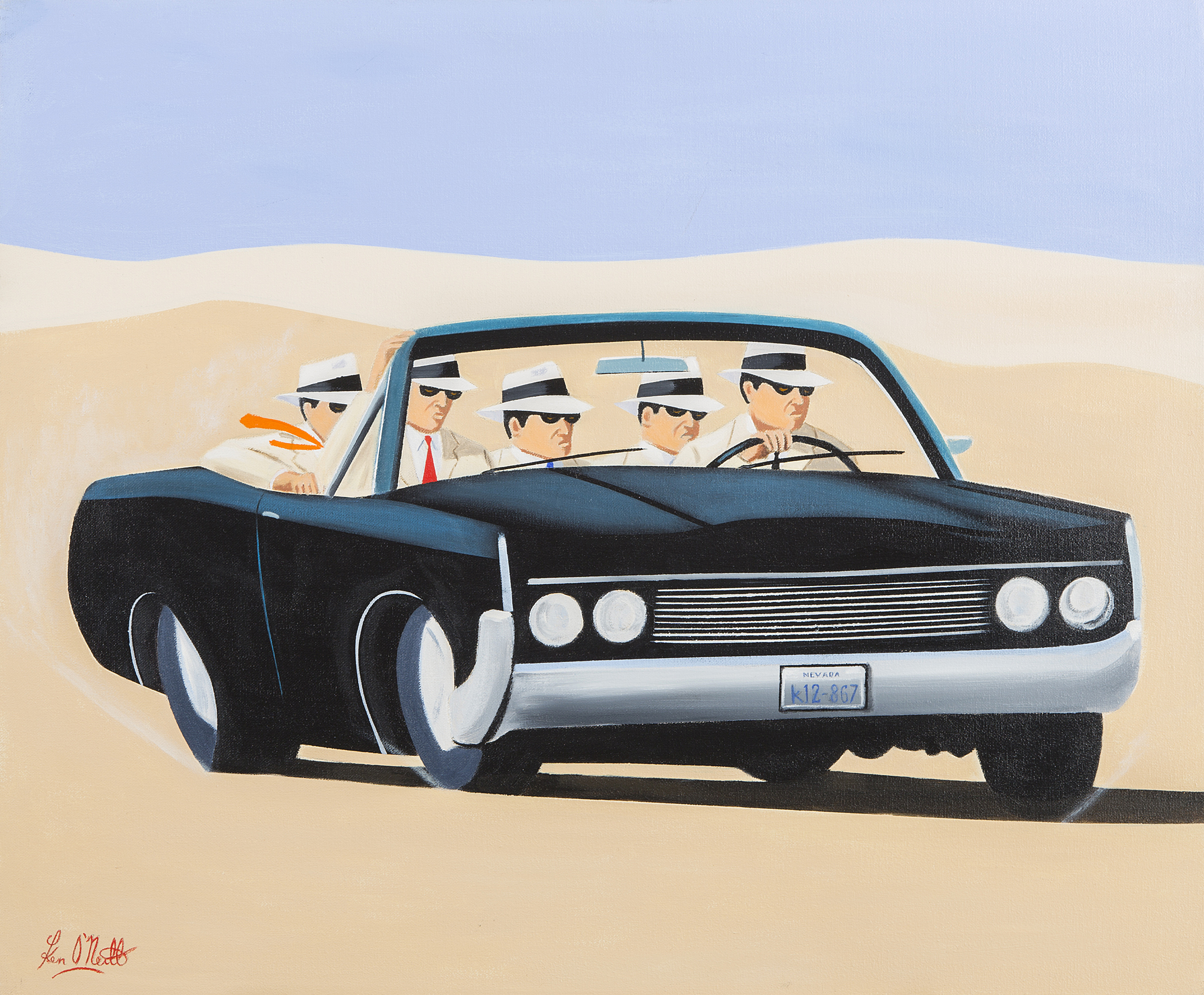 KEN O'NEILL (B.1967), 
Five Gangsters in an Open Top Car, O.O.C.