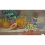 19TH CENTURY STILL LIFE, 
Fruit on a Ledge, pastel, 13.5in (34cm)h x 19in (49cm).