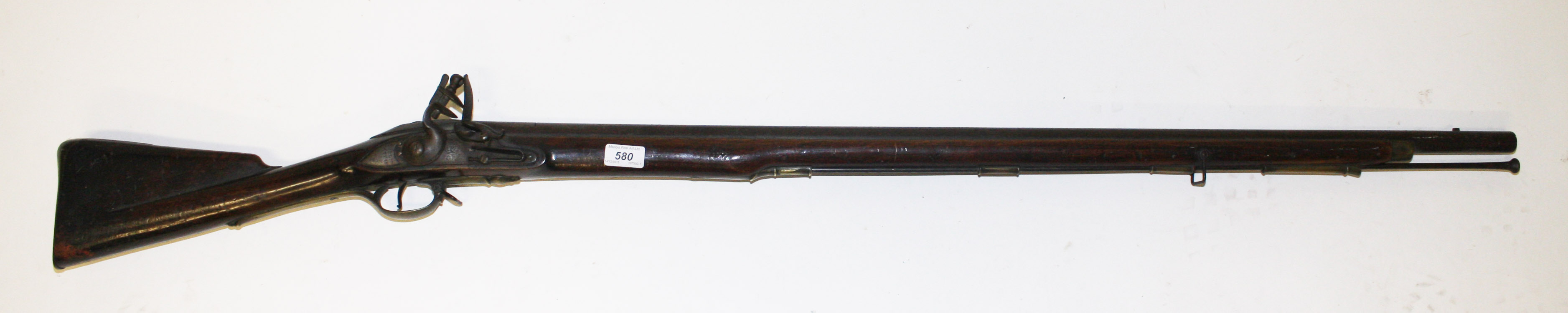 A DUBLIN CASTLE BROWN BESS FLINT LOCK MUSKET, 
with 41in (114cm) barrel,