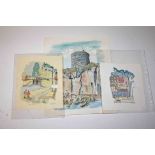 GARY TRIMBLE (1928-1979), 
two watercolour views of Dublin, At Baggot Street Bridge,