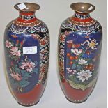 A PAIR OF JAPANESE CLOISONNE ENAMEL VASES,