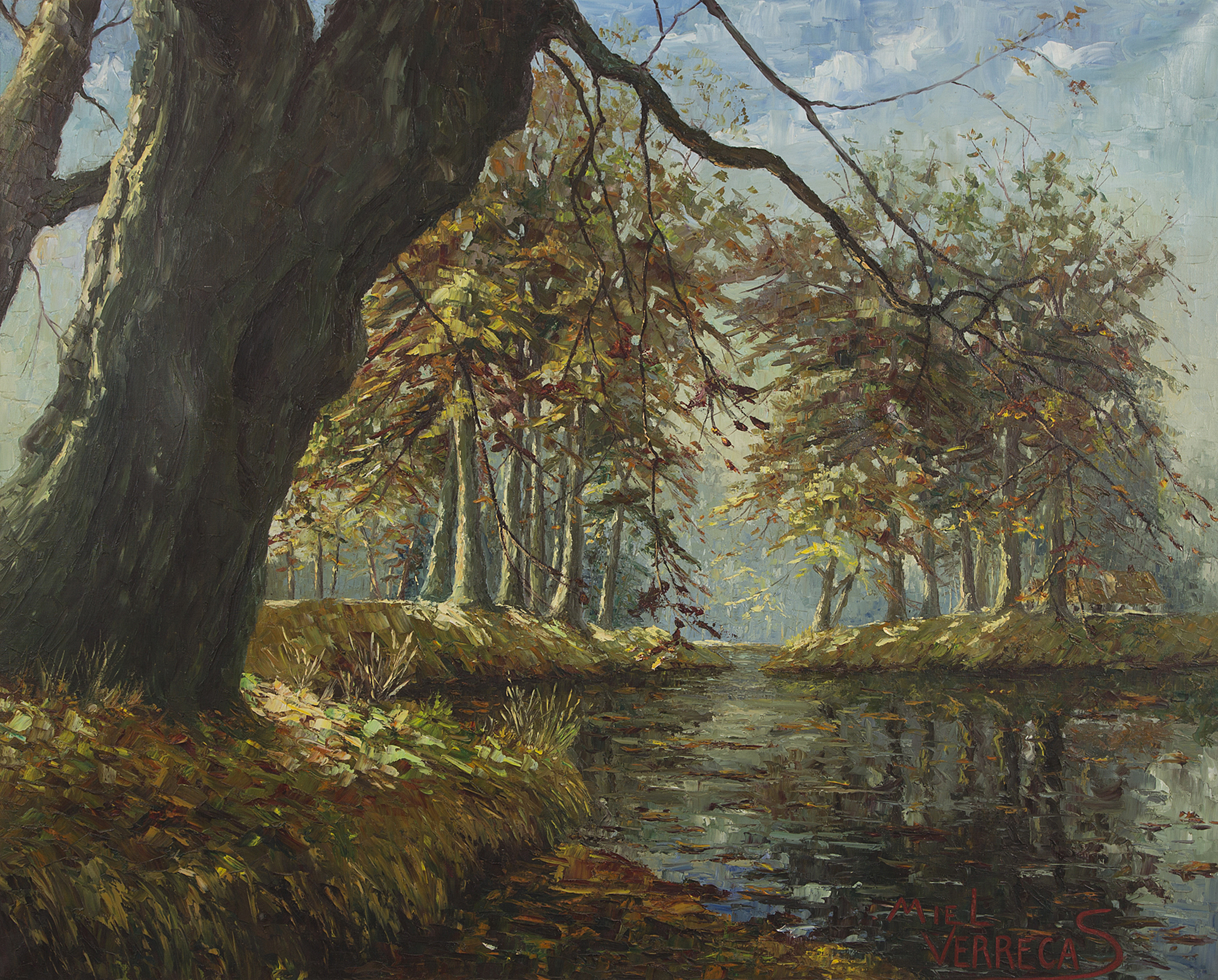 MIEL VERRECAS, 
An Autumnal  Wooded River Landscape, O.O.C.