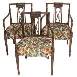 A SET OF EIGHT ADAMS STYLE MAHOGANY DINING ROOM ARMCHAIRS,