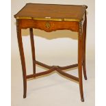 A FRENCH BRASS MOUNTED  LADIES VANITY TABLE, 
in mahogany and walnut,