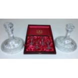 A PAIR OF HEAVY IRISH CUT CRYSTAL SHIPS DECANTERS, 
probably Galway,