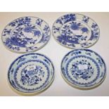 A PAIR OF CHINESE NANKING BLUE AND WHITE PORCELAIN DISHES,
decorated with flowers, 7.