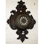 A LATE 19TH CENTURY OAK AND BRASS CARTEL TYPE WALL CLOCK,