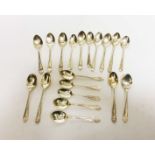 A SET OF TEN SILVER COFFEE SPOONS, 
Birmingham 1937; six other coffee spoons,