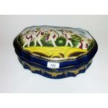 A SERVE STYLE SERPENTINE SHAPED PORCELAIN AND GILT METAL MOUNTED CASKET, 
20th century,