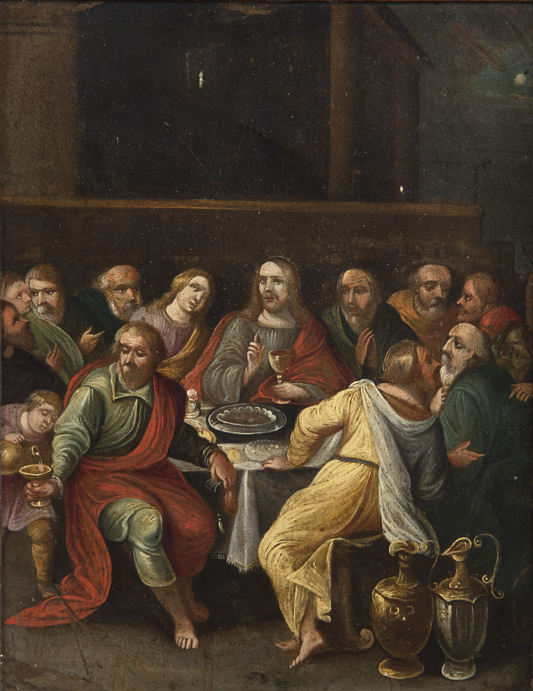 19TH CENTURY ITALIAN SCHOOL, 
The Last Supper, oil on metal, 9in (22.5cm)h x 6.75in (17cm).