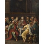 19TH CENTURY ITALIAN SCHOOL, 
The Last Supper, oil on metal, 9in (22.5cm)h x 6.75in (17cm).