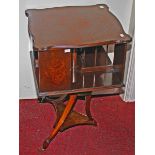 AN UNUSUAL SQUARE SERPENTINE SHAPED REVOLVING BOOKCASE,