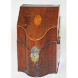 A GEORGE III PERIOD MAHOGANY SERPENTINE FRONTED KNIFE BOX,