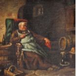GRÜNEBERGER, 19th century German, 
Monk Tasting Wine in a Cellar, and its companion,