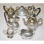 A THREE PIECE SILVER PLATED TEA SERVICE,