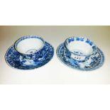 A MATCHED SET OF SIX SIMILAR CHINESE BLUE AND WHITE PORCELAIN  BOWLS AND SAUCERS, 
19th century,