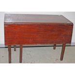 A 19TH CENTURY MAHOGANY DROP LEAF TABLE, 
raised on square legs with rectangular flaps,