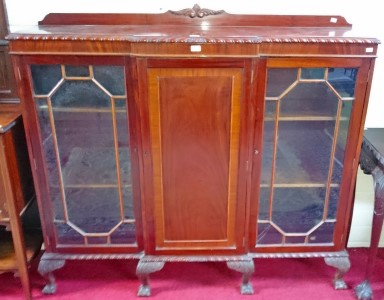 A BREAKFRONT MAHOGANY DISPLAY CABINET, 
with gadroon edge, - Image 2 of 2