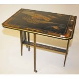 A CHINOISERIE LACQUERED PARCEL GILT YACHT OR SUTHERLAND TABLE,
