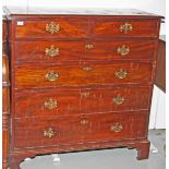 A GEORGE IV PERIOD MAHOGANY CHEST, 
four long and two short drawers, raised on bracket feet,