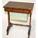 AN EARLY VICTORIAN ROSEWOOD LADIES WORK TABLE,