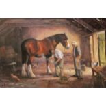 AFTER JOHN TRICKETT, 
a limited edition coloured print, The Farrier,