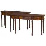 A PAIR OF ATTRACTIVE GEORGE IV STYLE MAHOGANY SIDE OR SERVING TABLES, 
O.R.M.