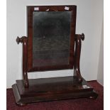 A VICTORIAN MAHOGANY DRESSING TABLE MIRROR, 
with swing frame and rectangular plate,