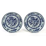 A VERY UNUSUAL PAIR OF CIRCULAR NANKING BLUE AND WHITE STRAINING BOWLS,