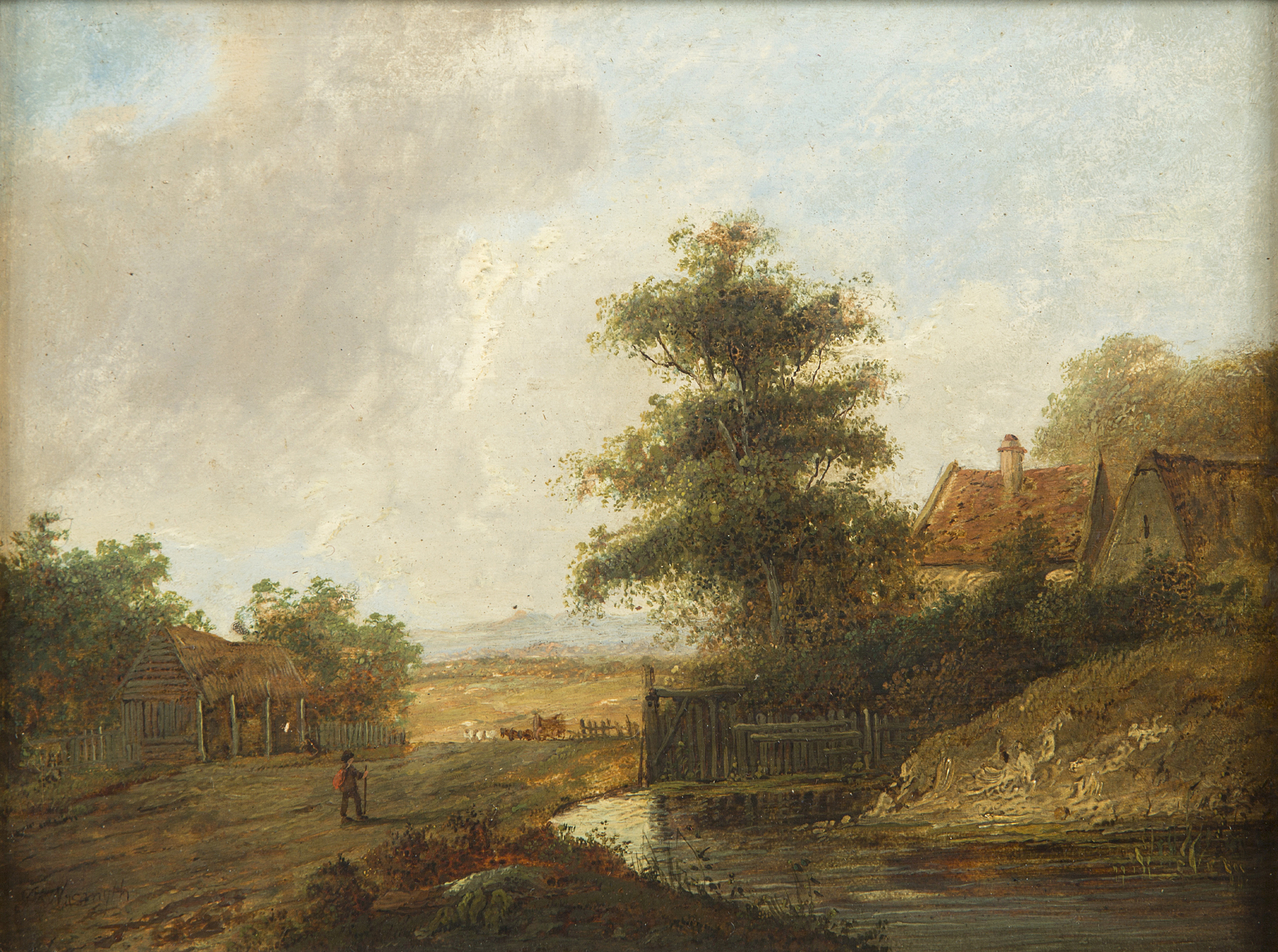 ATTRIBUTED TO PATRICK NASMYTH (1787-1831), 
Figure on a Lane,