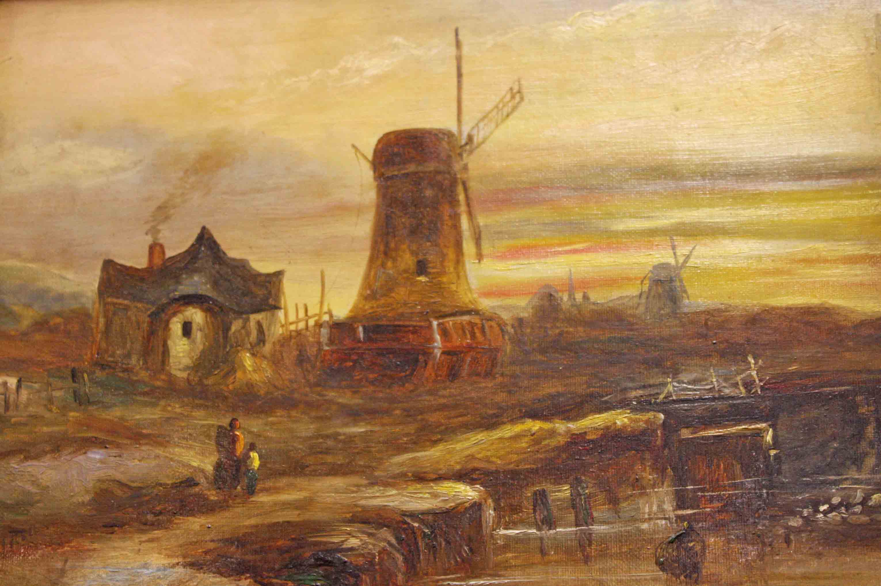 W. HILL (LATE 19TH CENTURY DUTCH SCHOOL), 
Figures near Windmills, O.O.C.