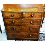 A VICTORIAN MAHOGANY CHEST, 
the moulded top above three long and two short drawers,