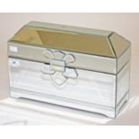 A MODERN MIRRORED JEWELLERY CASKET, 
with an arrangement of bevelled plates, 14.5in (37cm).