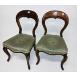A SET OF SIX VICTORIAN MAHOGANY BALLOON BACK DINING CHAIRS,