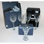 A SET OF FOUR JOHN ROCHA CRYSTAL WINE GLASSES,