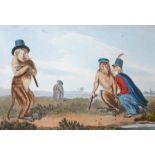 AFTER EDMUND BRISTOW, 
a pair of caricature coloured monkey prints,