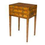 A GEORGE III PERIOD INLAID SATINWOOD WRITING TABLE,